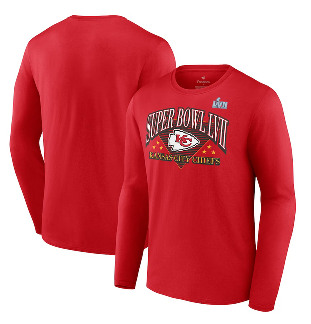 Men's Kansas City Chiefs Red Super Bowl LVII Triangle Strategy Long Sleeve T-Shirt