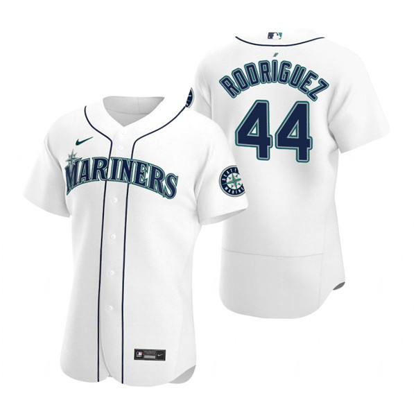 Men's Seattle Mariners 44 Julio Rodríguez White Flex Base Stitched Jersey