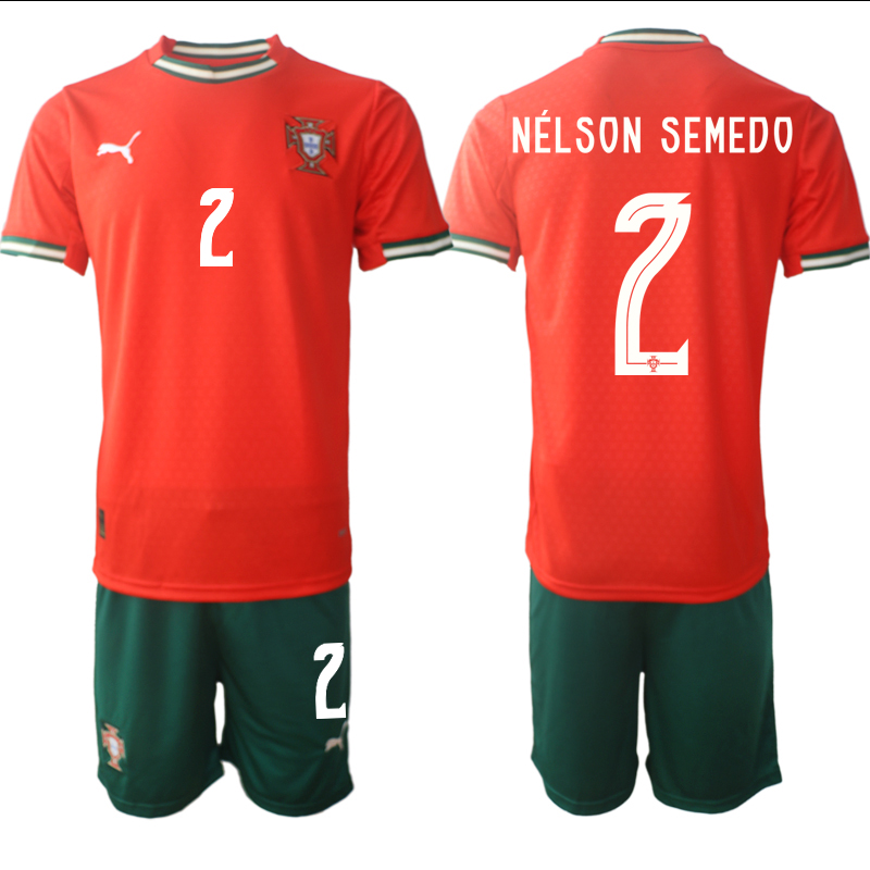 Men's Portugal Team #2 Nélson Semedo 2025 Red Home Soccer Jersey Suit Men's Portugal Team #2 Nélson Semedo 2025 Red Home Soccer Jersey Suit