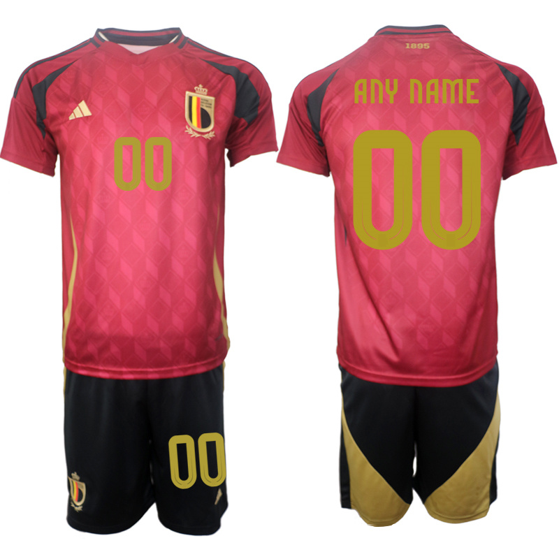 Men's Belgium National Team Custom Red 2024-25 Home Soccer Jersey Suit