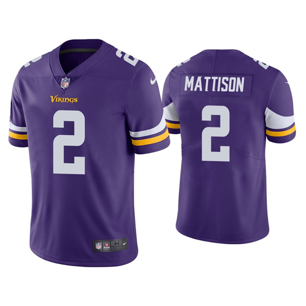 Men's Minnesota Vikings #2 Alexander Mattison Purple Vapor Untouchable Limited Stitched Jersey Men's Minnesota Vikings #2 Alexander Mattison Purple Vapor Untouchable Limited Stitched Jersey