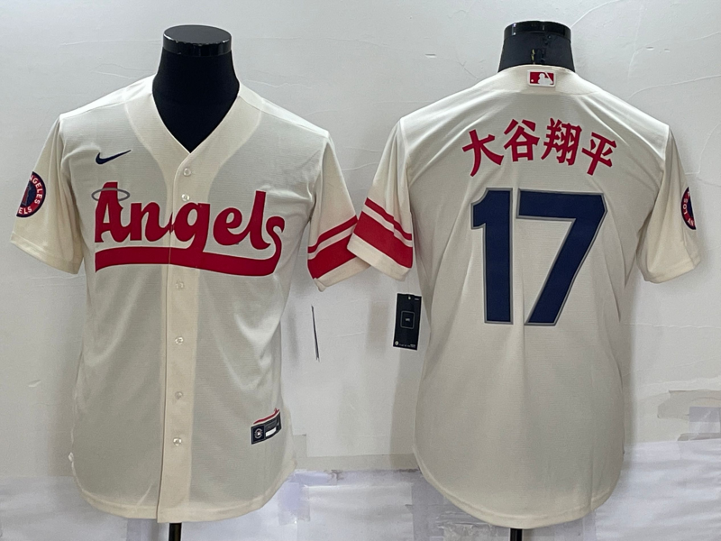 Men's Los Angeles Angels #17 大谷翔平 2022 Cream City Connect Cool Base Stitched Jersey Men's Los Angeles Angels #17 大谷翔平 2022 Cream City Connect Cool Base Stitched Jersey