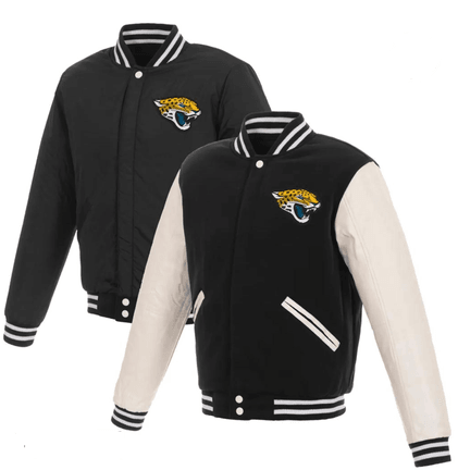 Men's Jacksonville Jaguars JH Design Black/White Reversible Fleece Full-Snap Jacket