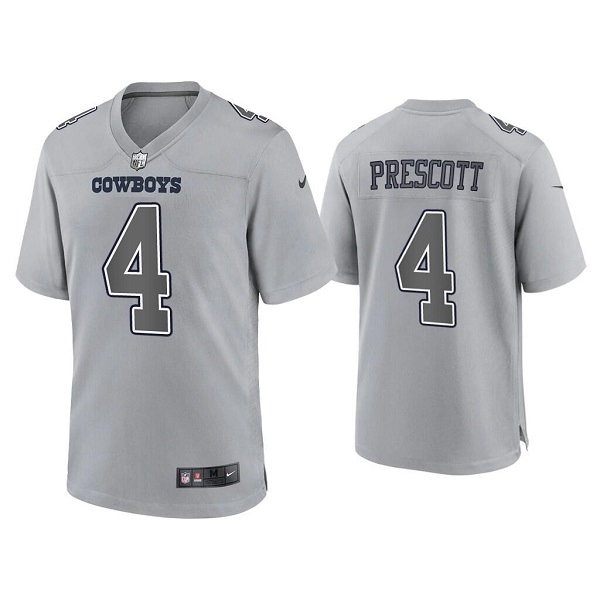 Men's Dallas Cowboys #4 Dak Prescott Grey Atmosphere Fashion Stitched Game Jersey