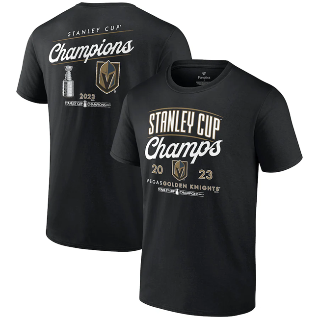 Men's Vegas Golden Knights Black 2023 Stanley Cup Champions Logo T-Shirt Men's Vegas Golden Knights Black 2023 Stanley Cup Champions Logo T-Shirt