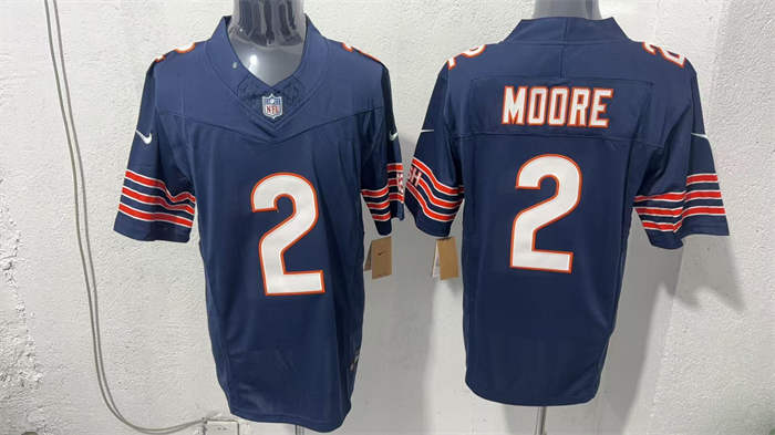 Men's Chicago Bears #2 D.J. Moore Navy 2026 F.U.S.E. Vapor Untouchable Limited Stitched Football Jersey