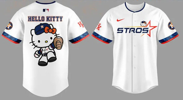 Men's Houston Astros White 2025 Hello Kitty Limited Baseball Jersey Men's Houston Astros White 2025 Hello Kitty Limited Baseball Jersey