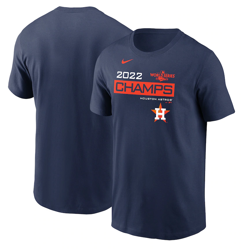 Men's Houston Astros Navy 2022 World Series Champions Champion Logo T-Shirt