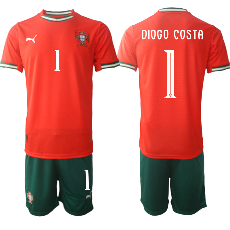 Men's Portugal Team #1 Diogo Costa 2025 Red Home Soccer Jersey Suit Men's Portugal Team #1 Diogo Costa 2025 Red Home Soccer Jersey Suit