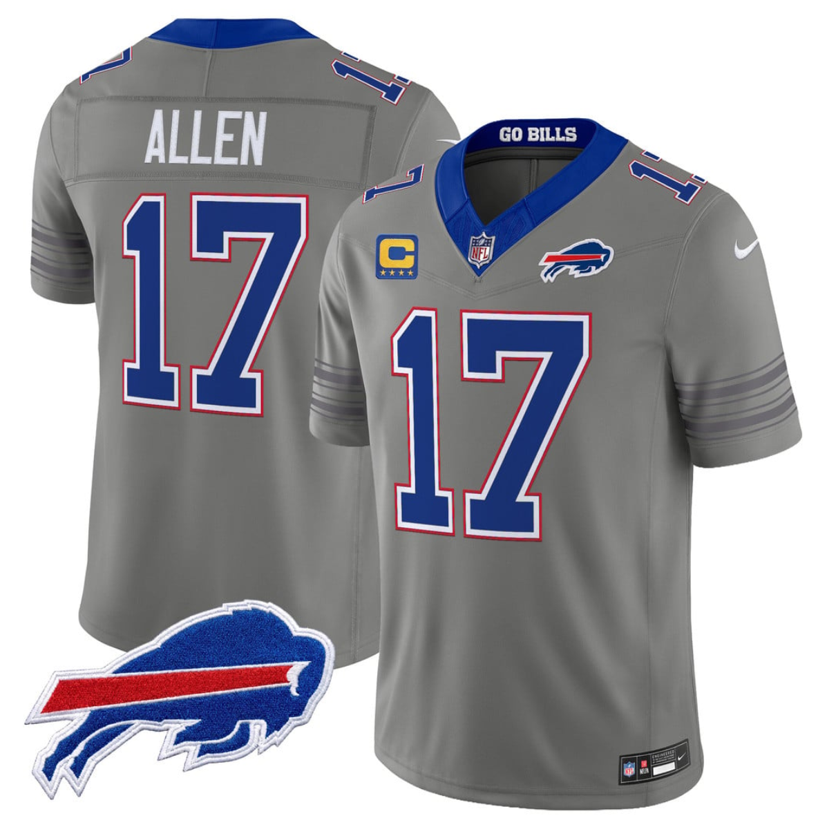Men's Buffalo Bills #17 Josh Allen Gray F.U.S.E. 2026 Nickel City With 4-Star C Patch Vapor Stitched Football Jersey