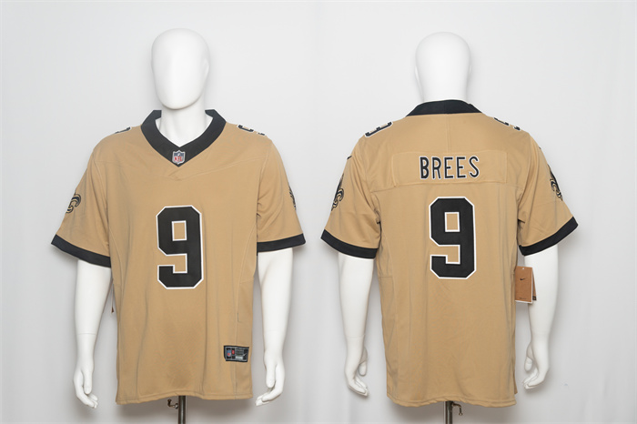 Men's New Orleans Saints #9 Drew Brees Gold F.U.S.E. Alternate Vapor Limited Stitched Football Jersey
