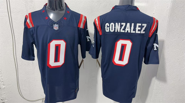 Men's New England Patriots #0 Christian Gonzalez Navy F.U.S.E. Vapor Limited Stitched Football Jersey