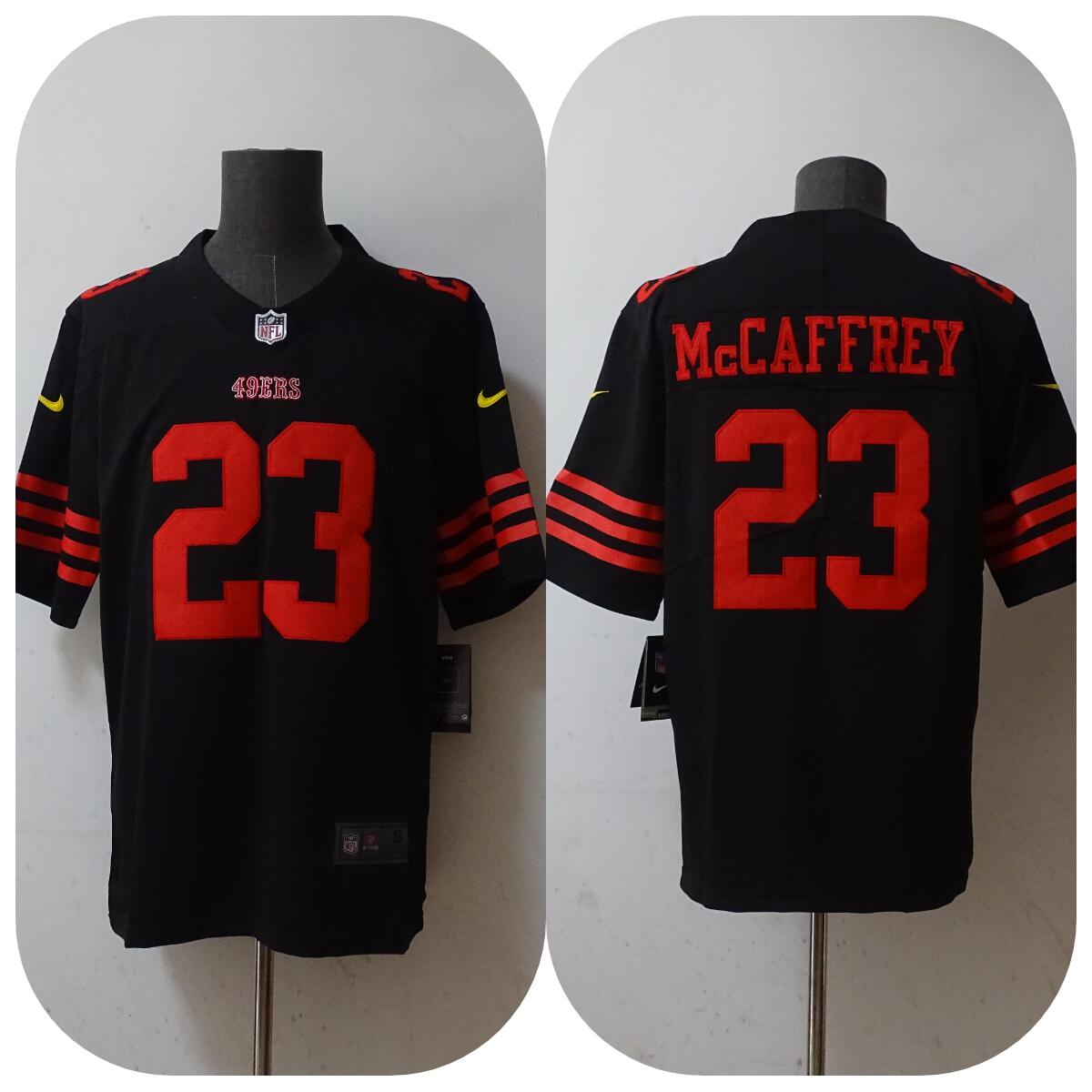 Men's San Francisco 49ers #23 Christian McCaffrey 2022 Black Vapor Untouchable Stitched Jersey