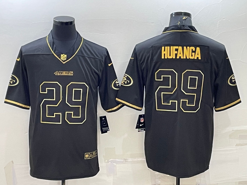 Men's San Francisco 49ers #29 Talanoa Hufanga Black Golden Edition Limited Stitched Jersey