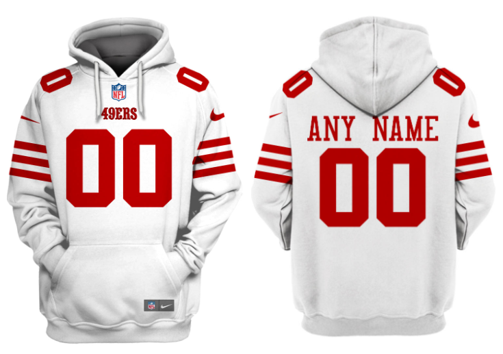 Men's San Francisco 49ers Active Player Custom White Alternate Pullover Hoodie Men's San Francisco 49ers Active Player Custom White Alternate Pullover Hoodie