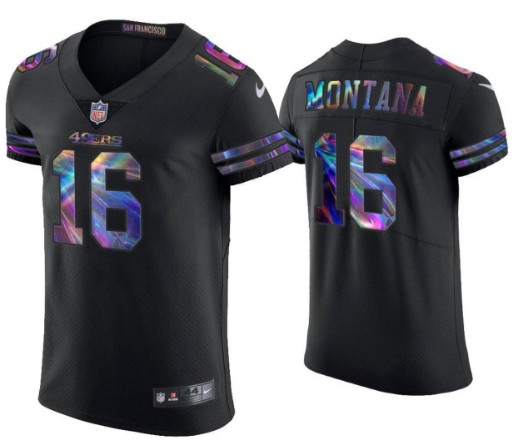 Men's San Francisco 49ers #16 Joe Montana Black Edition Stitched Football Jersey