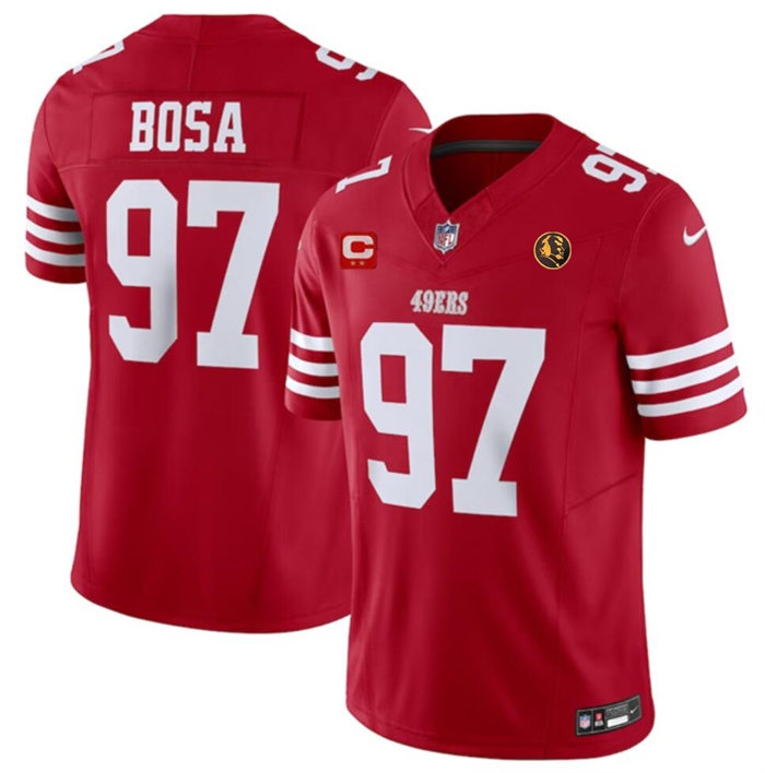 Men's San Francisco 49ers #97 Nick Bosa Red 2023 F.U.S.E. With 2-star C Ptach And John Madden Patch Vapor Limited Stitched Football Jersey