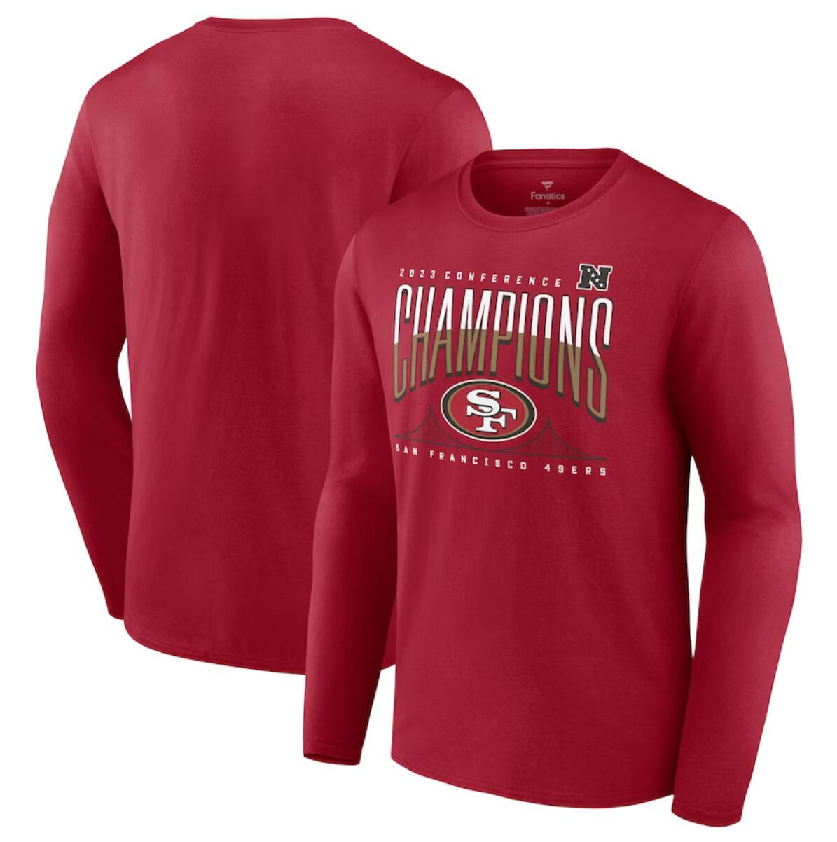 Men's San Francisco 49ers Scarlet 2023 NFC Champions Hometown Not Done Long Sleeve T-Shirt