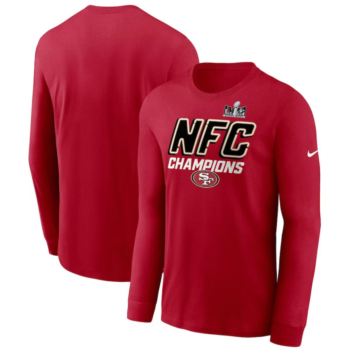 Men's San Francisco 49ers Scarlet 2023 NFC Champions Iconic Long Sleeve T-Shirt