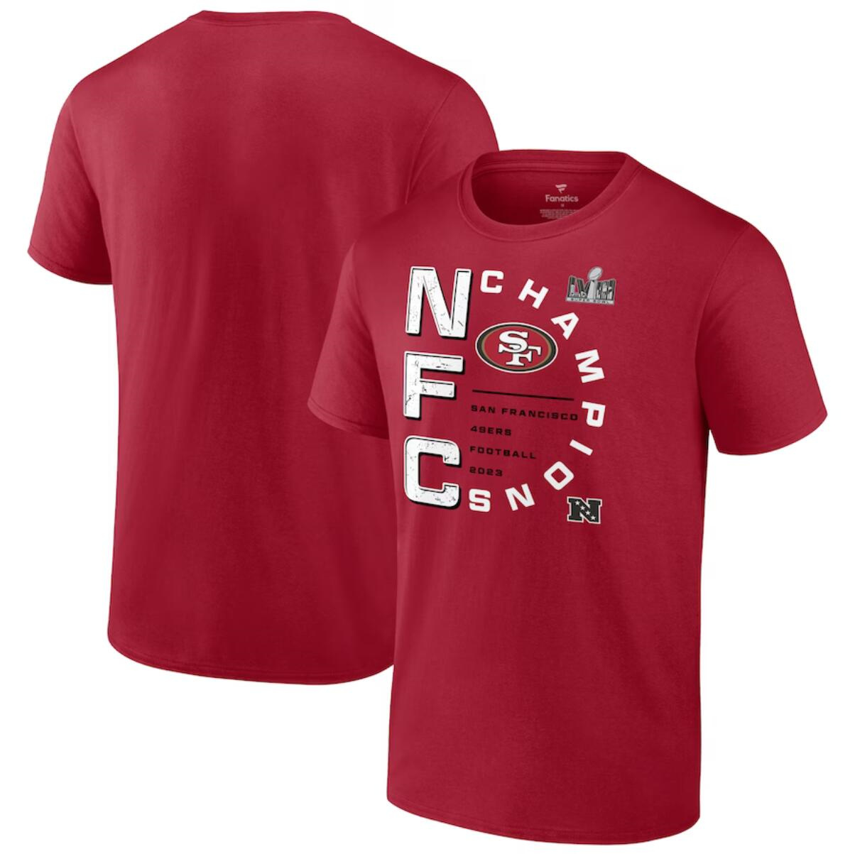 Men's San Francisco 49ers Scarlet 2023 NFC Champions Right Side Big & Tall T-Shirt Men's San Francisco 49ers Scarlet 2023 NFC Champions Right Side Big & Tall T-Shirt