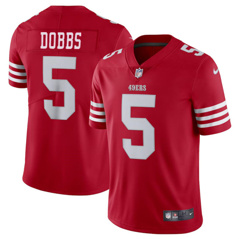 Men's San Francisco 49ers #5 Josh Dobbs Red Vapor Untouchable Limited Stitched Football Jersey