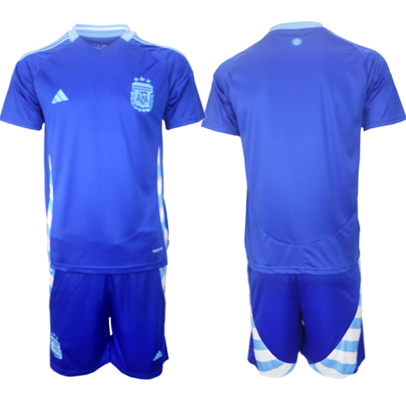 Men's Argentina Blank Blue 2024-25 Away SoccerJersey Suit