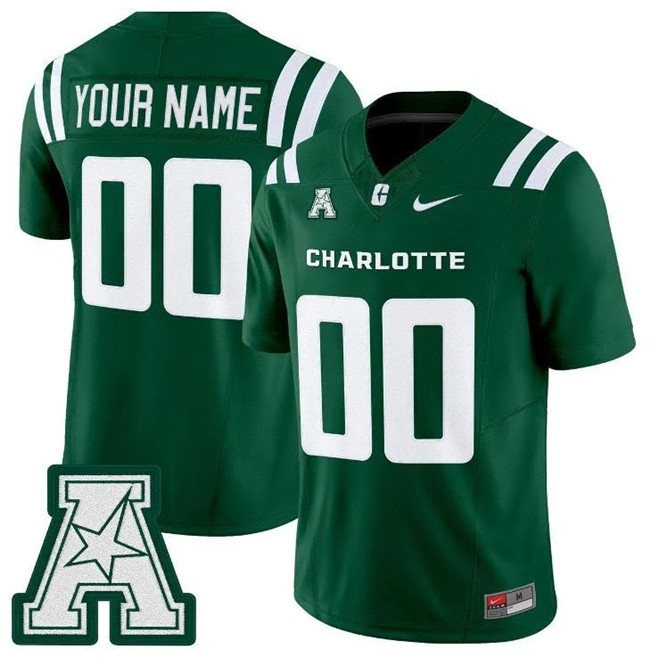 Men's Charlotte 49ers ACTIVE PLAYER Custom Green 2025 F.U.S.E. Vapor Limited Stitched Football Jersey