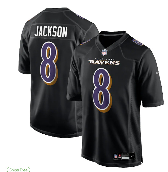 Men's Baltimore Ravens #8 Lamar Jackson Fashion Limited Stitched Football Game