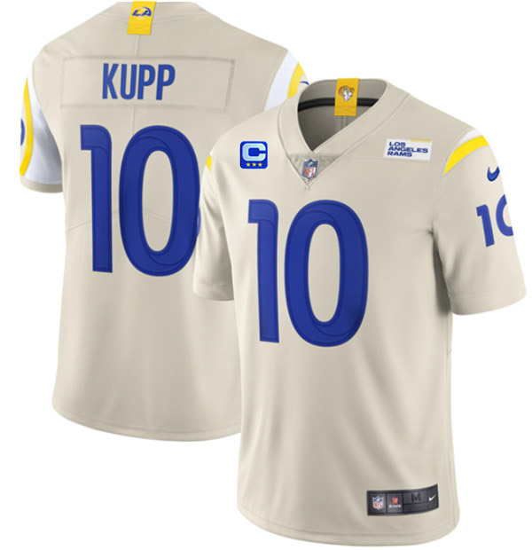 Men's Los Angeles Rams #10 Cooper Kupp 2022 Cream With 3-Star C Patch Vapor Limited Stitched Jersey