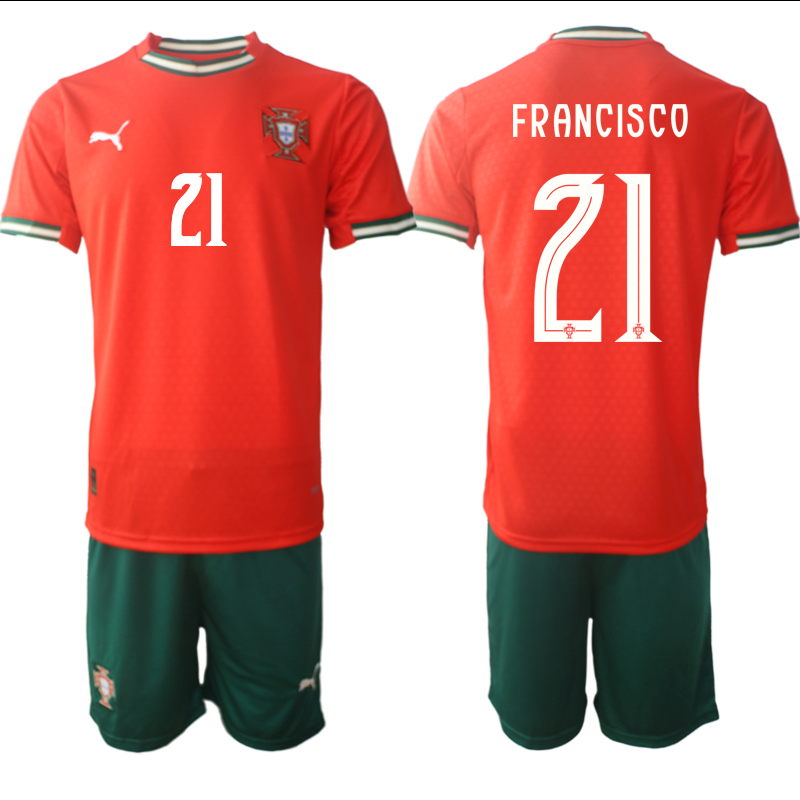 Men's Portugal Team #21 Francisco 2025 Red Home Soccer Jersey Suit Men's Portugal Team #21 Francisco 2025 Red Home Soccer Jersey Suit