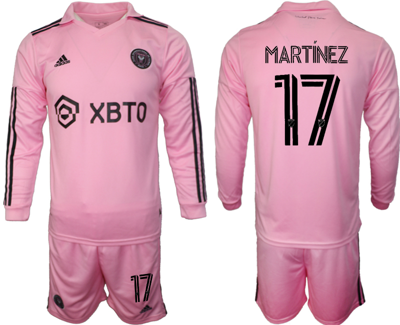 Men's Inter Miami CF #17 Martínez 2023/24 Pink Home Soccer Jersey Suit Men's Inter Miami CF #17 Martínez 2023/24 Pink Home Soccer Jersey Suit