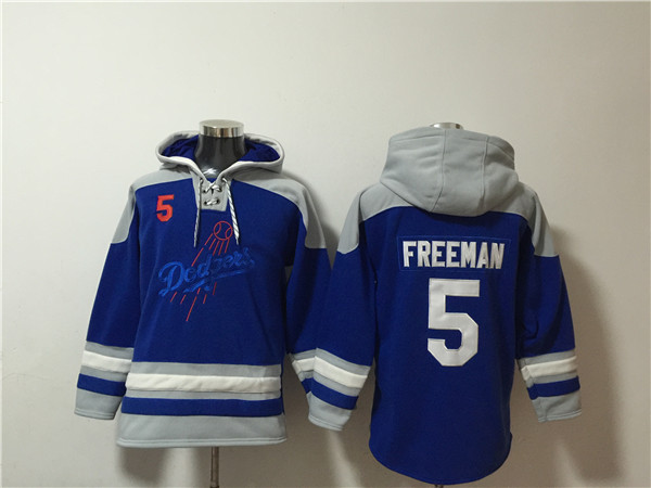 Men's Los Angeles Dodgers #5 Freddie Freeman Blue Ageless Must-Have Lace-Up Pullover Hoodie Men's Los Angeles Dodgers #5 Freddie Freeman Blue Ageless Must-Have Lace-Up Pullover Hoodie