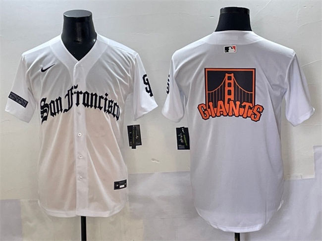 Men's San Francisco Giants Team Big Logo White 'Gothic Fog Edition' Vapor Premier Limited Stitched Baseball Jersey 002 Men's San Francisco Giants Team Big Logo White 'Gothic Fog Edition' Vapor Premier Limited Stitched Baseball Jersey 002