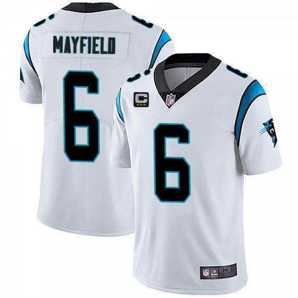 Men's Carolina Panthers #6 Baker Mayfield White With 3-star C Patch Vapor Untouchable Limited Stitched Jersey Men's Carolina Panthers #6 Baker Mayfield White With 3-star C Patch Vapor Untouchable Limited Stitched Jersey