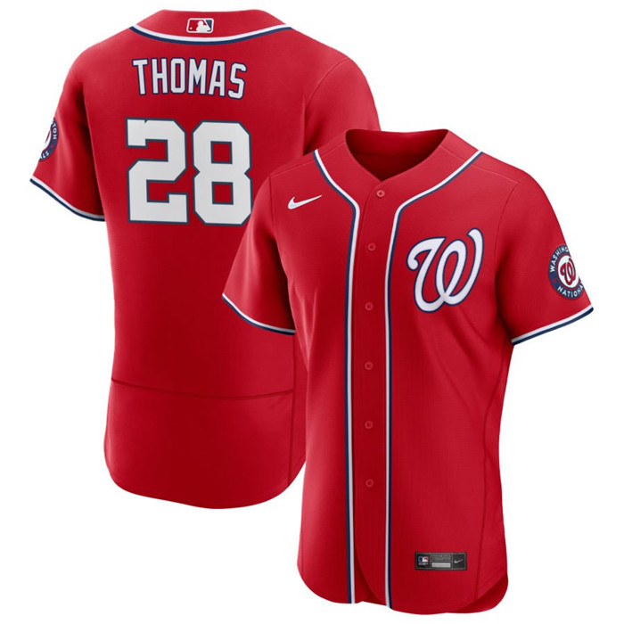 Men's Washington Nationals #28 Lane Thomas Red Flex Base Stitched MLB Jersey