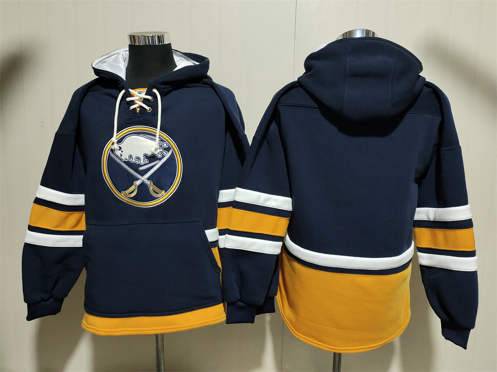 Men's Buffalo Sabres Blank Navy Ageless Must-Have Lace-Up Pullover Hoodie