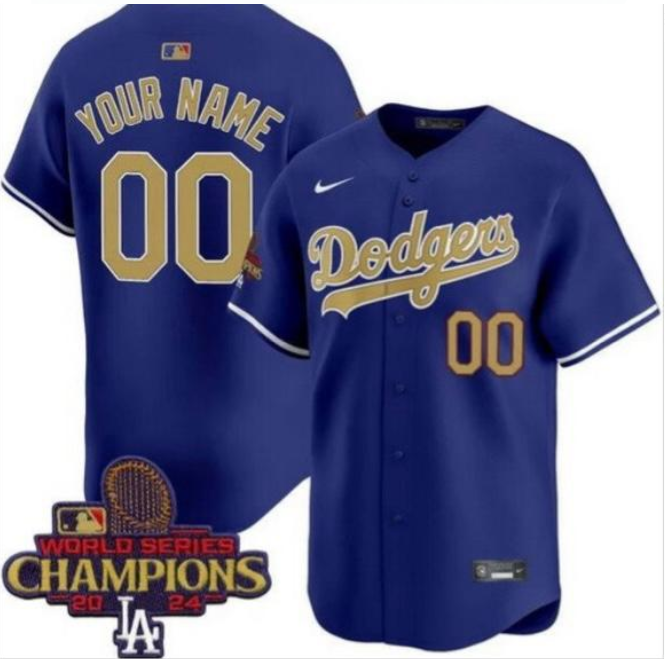 Men's Los Angeles Dodgers ACTIVE PLAYER Custom Blue 2024 Series World Patch Limited Stitched Baseball Jersey
