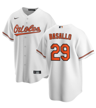 Men's Baltimore Orioles #29 Samuel Basallo White Cool Base Stitched Jersey