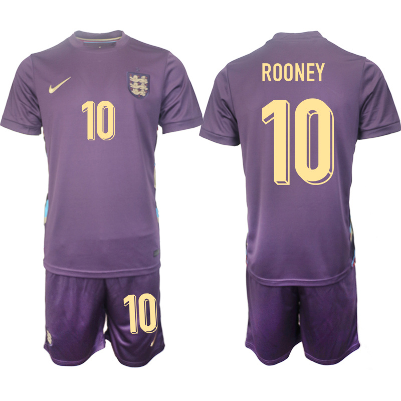 Men's England #10 Wayne Rooney 2024-25 Purple Away Soccer Jersey Suit
