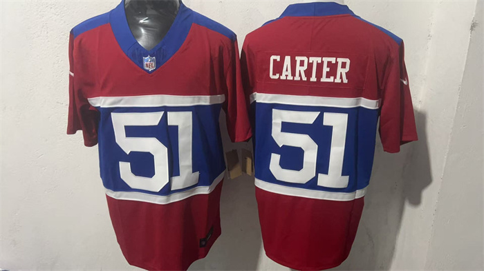 Men's New York Giants #51 Abdul Carter Red F.U.S.E. Alternate 100TH Season Patch Vapor Untouchable Limited Stitched Jersey