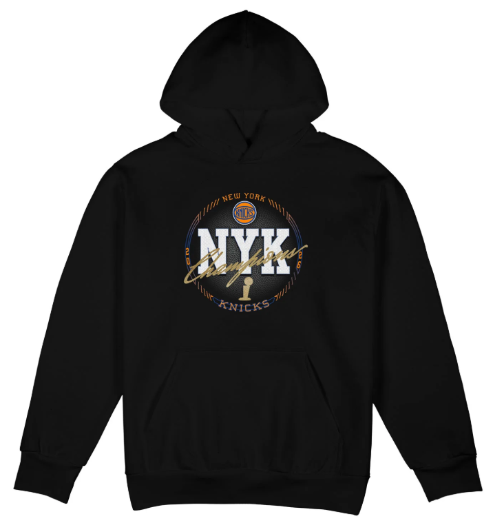 Men's New York Knicks Black 2026 Finals Champions Stadium Essentials Hoodie
