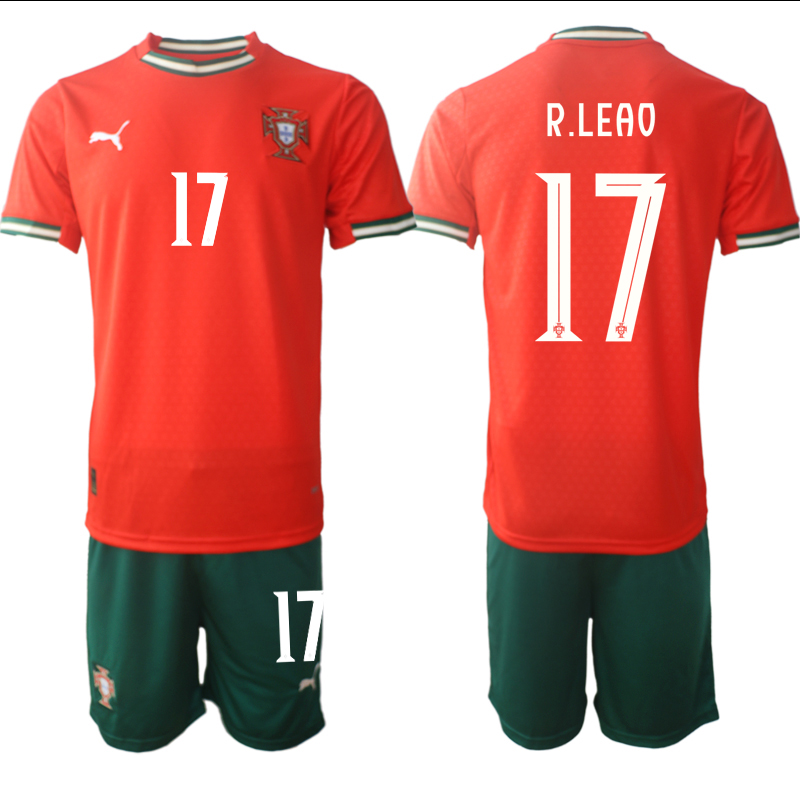 Men's Portugal Team #17 Rafael Leão 2025 Red Home Soccer Jersey Suit Men's Portugal Team #17 Rafael Leão 2025 Red Home Soccer Jersey Suit