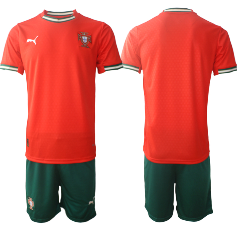 Men's Portugal Team Blank 2025 Red Home Soccer Jersey Suit Men's Portugal Team Blank 2025 Red Home Soccer Jersey Suit