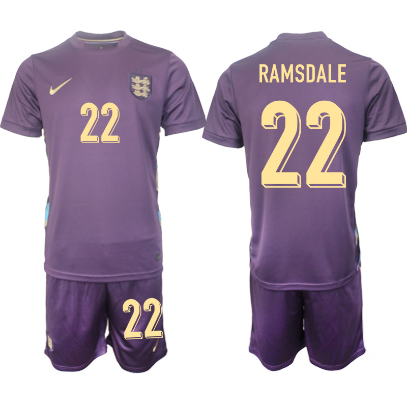 Men's England #22 Aaron Ramsdale 2024-25 Purple Away Soccer Jersey Suit