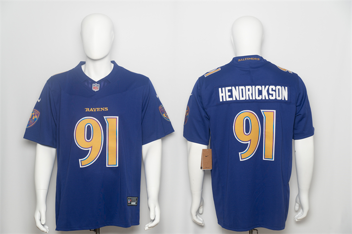 Men's Baltimore Ravens #91 Trey Hendrickson Purple 2026 F.U.S.E. Vapor Stitched Limited Football Jersey