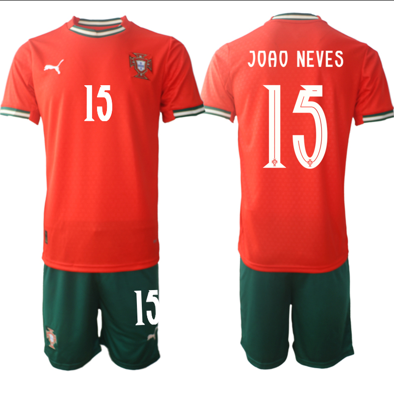 Men's Portugal Team #15 João Neves 2025 Red Home Soccer Jersey Suit Men's Portugal Team #15 João Neves 2025 Red Home Soccer Jersey Suit