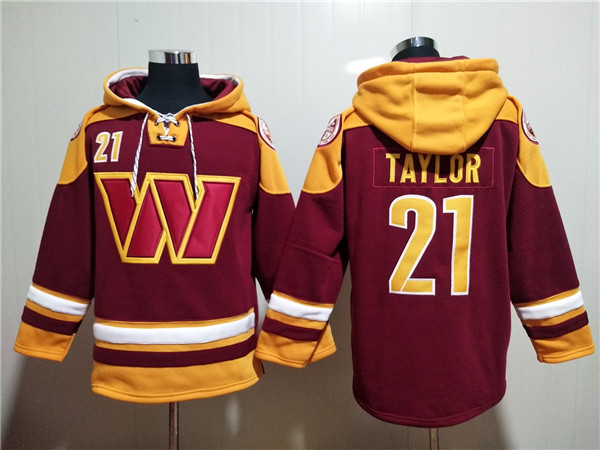 Men's Washington Commanders #21 Sean Taylor Burgundy Lace-Up Pullover Hoodie Men's Washington Commanders #21 Sean Taylor Burgundy Lace-Up Pullover Hoodie