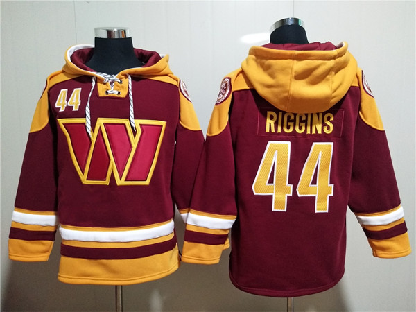 Men's Washington Commanders #44 John Riggins Burgundy Lace-Up Pullover Hoodie Men's Washington Commanders #44 John Riggins Burgundy Lace-Up Pullover Hoodie