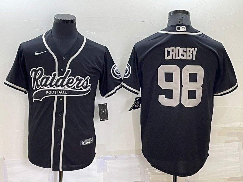 Men's Las Vegas Raiders #98 Maxx Crosby Black Cool Base Stitched Baseball Jersey