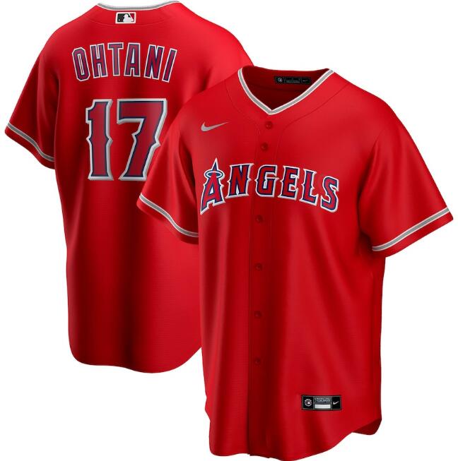 Men's Los Angeles Angels #17 Shohei Ohtani Red MLB Cool Base Stitched Jersey